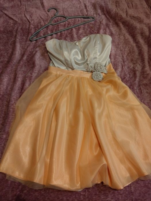 Pomarańczowo beżowa sukienka ml tiul