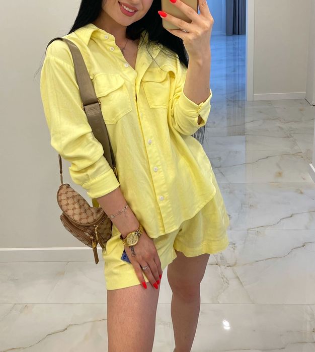 Жовтий Лляний костюм розмір S