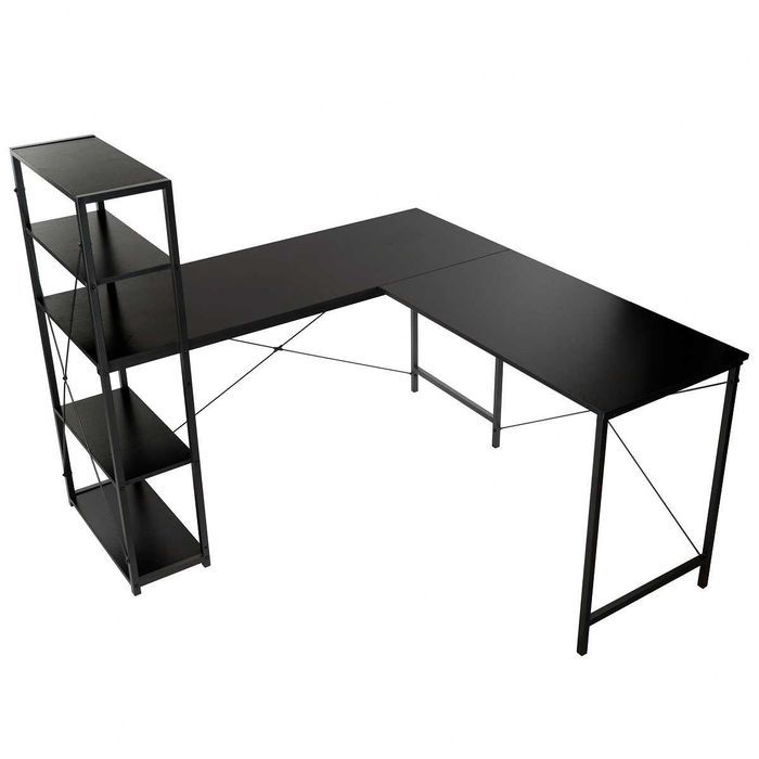NOWE Biurko Narożne Gamingowe Czarne Duże Komputerowe Do Biura Szkolne
