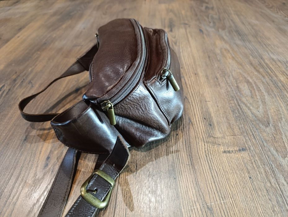 Бананка шкіряна, сумка чоловіча, сумка на пояс, сумка через плече