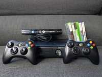 Xbox 360+2Pady+Kinect+Okablowanie+6Gier