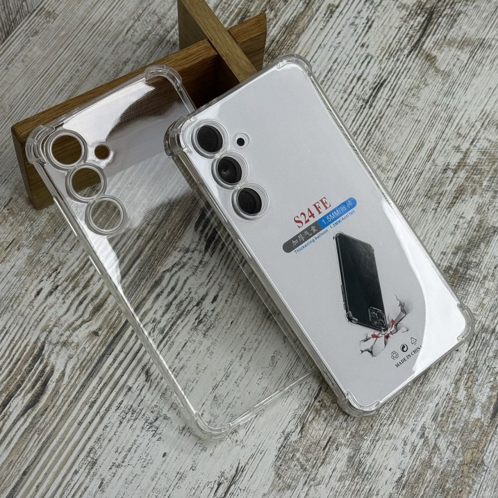 Чехол противоударный на Samsung S24 FE. Прозрачный.
