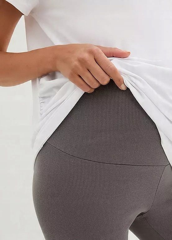 B.P.C legginsy ciążowe szare prążkowane r.44/46