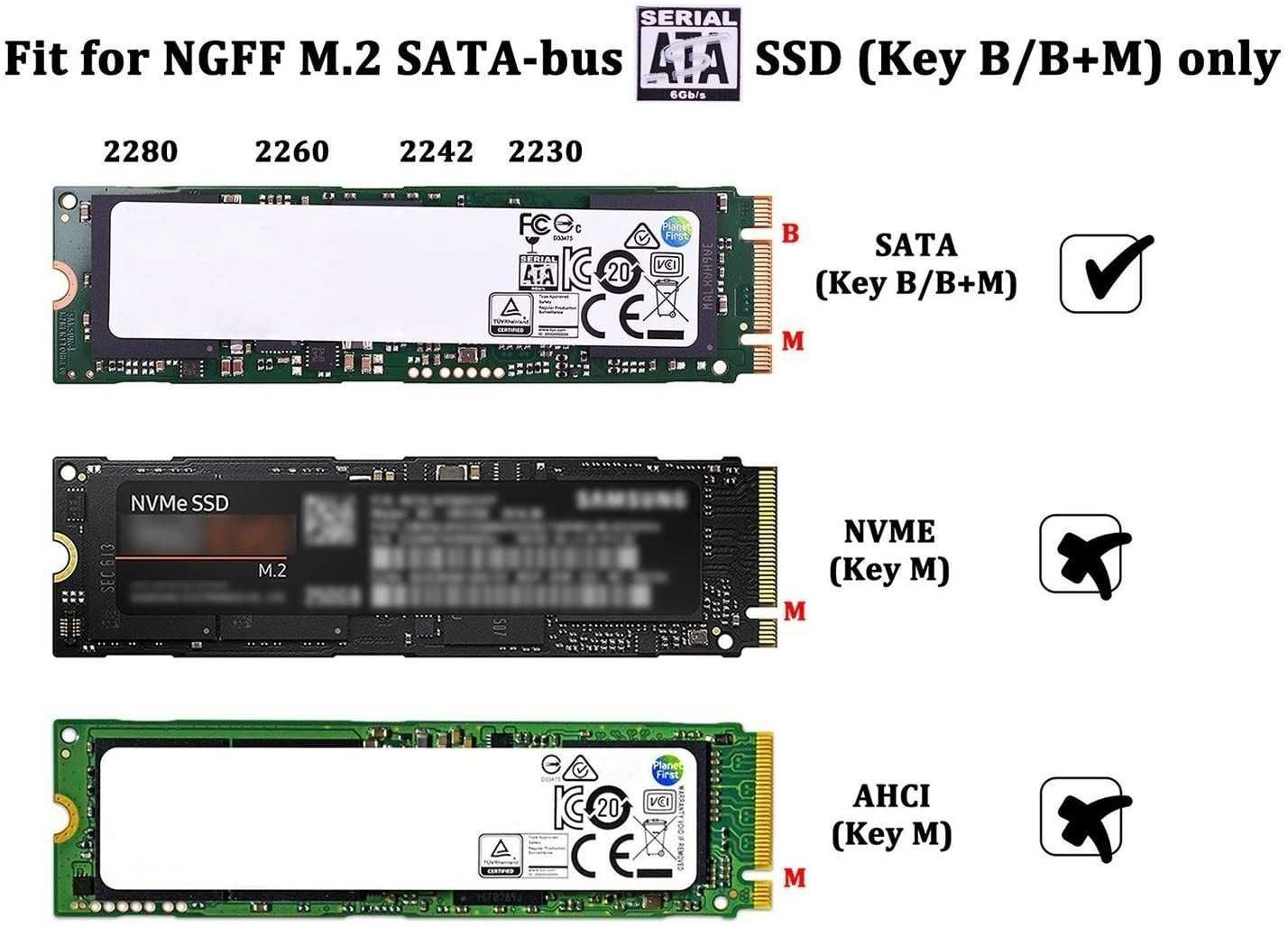 Портативний корпус ELUTENG M.2 NGFF (2280-60-42-30) Key B/B+M USB C3.0