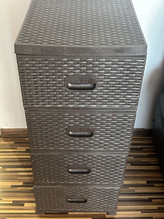 Komoda, szafka, organizer, regał rattan, 4 szuflady, 2 sztuki