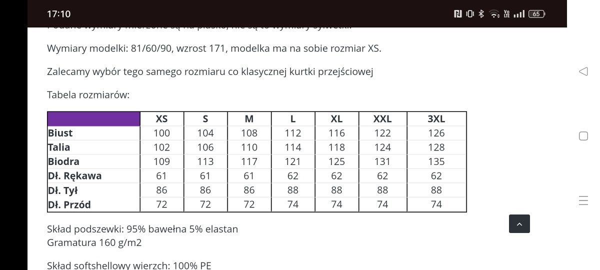 Kurtka przejściowa krótka Okee xl