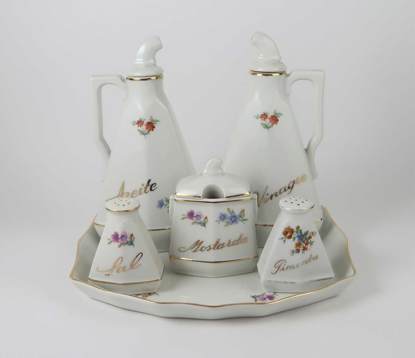 Conjunto Candal - Galheteiro, saleiro pimenteiro e mostardeira