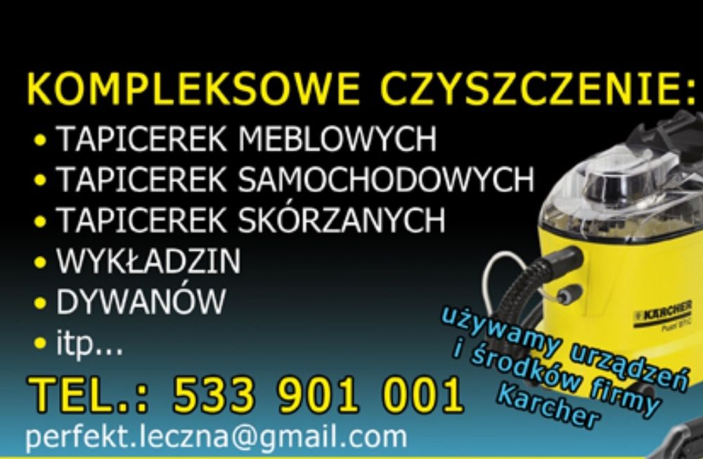 Pranie tapicerek domowych i samochodowych.