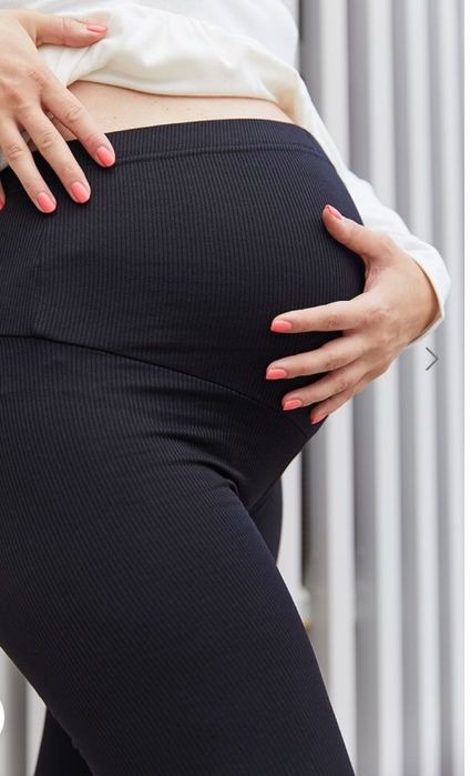 Легінси для вагітних , чорні в рубчик