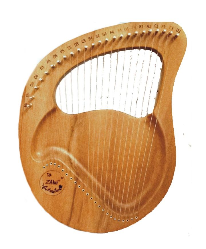 Lira harfa mahoniowa 24 struny zestaw + wymienne struny