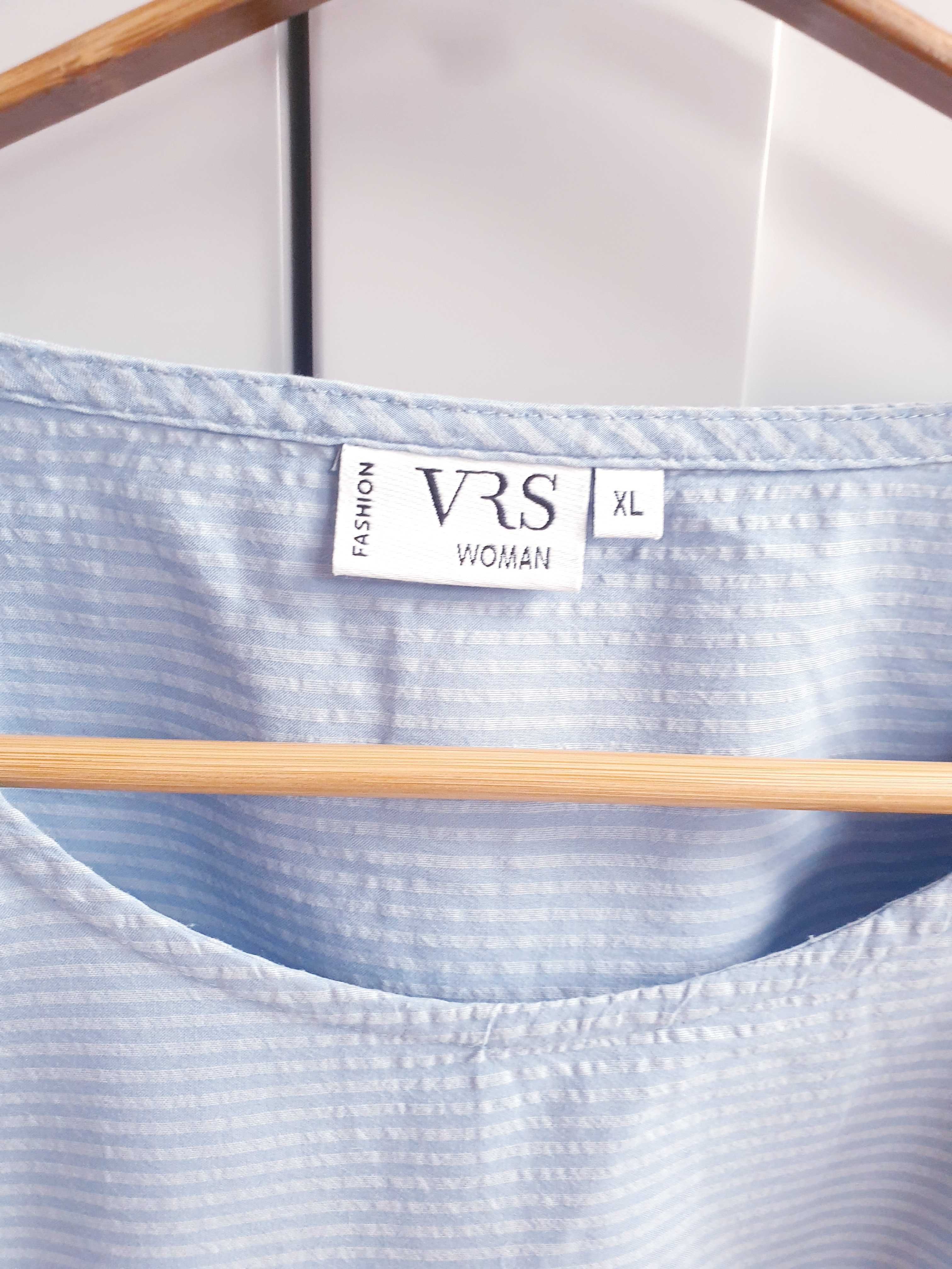 Niebieska bluzka w paski t-shirt bufiasty rękaw VRS 42 oversize