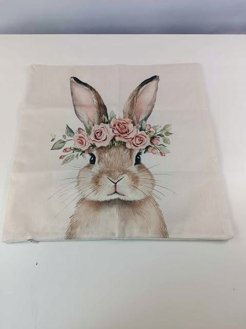 Lniane poszewki 2 szt wielkanocne Króliczki Króliki Happy Easter 45x45