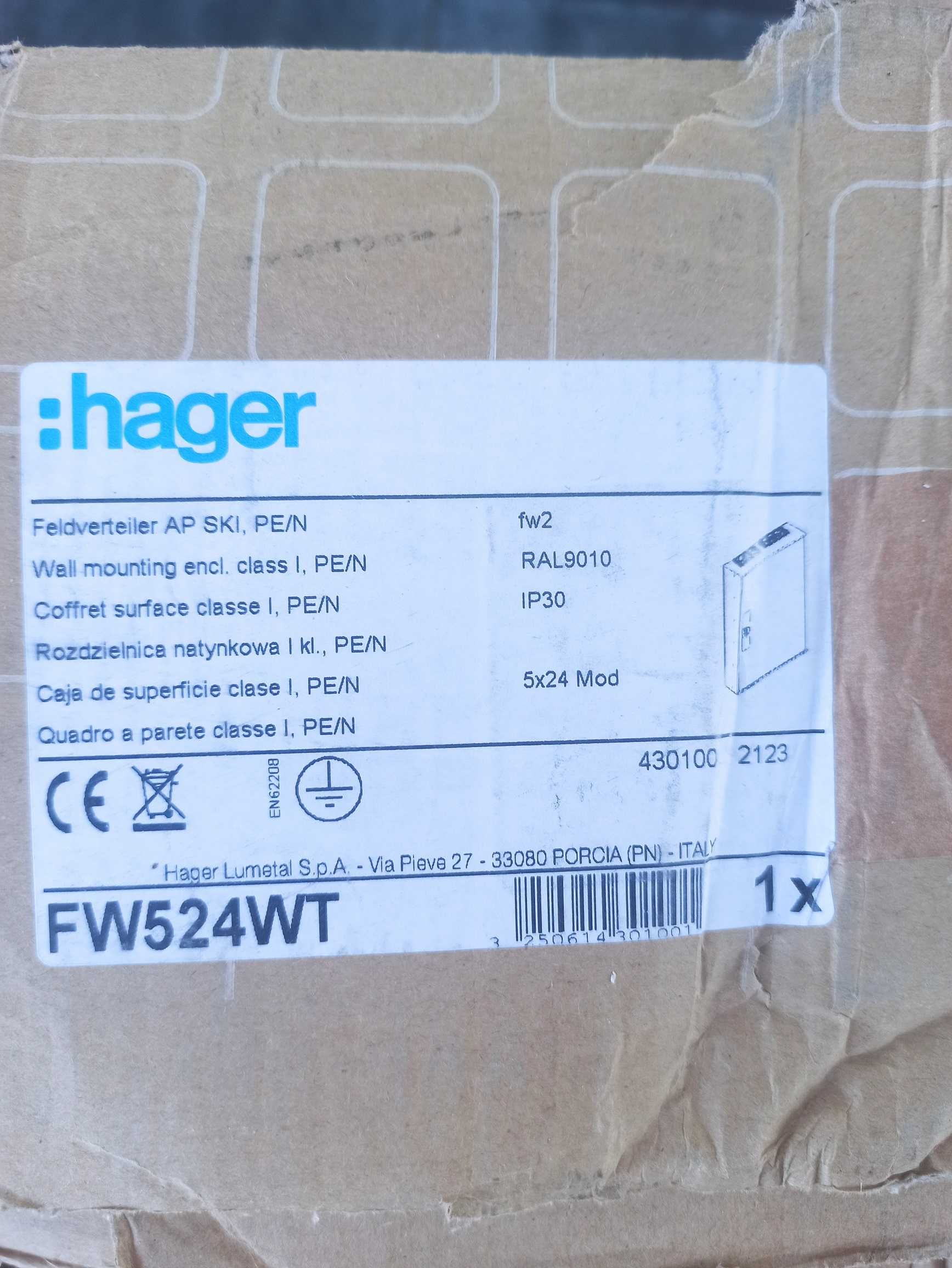 Hager FW524WT Rozdzielnica / rozdzielnia 5x24 natynkowa 120mod FAKTURA