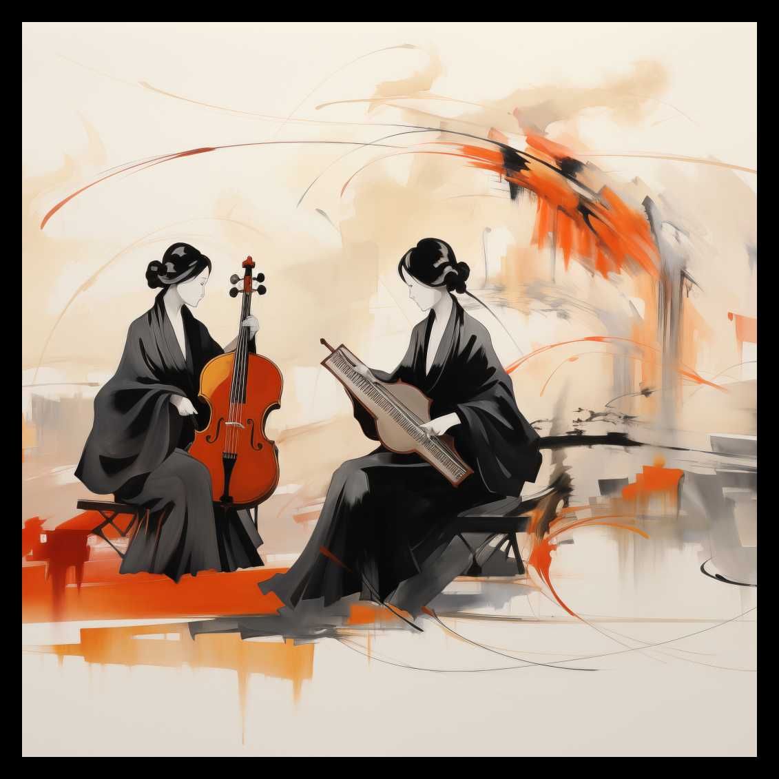 Plakat 50x50cm Harmonia Ciszy | Instrumenty Japonia