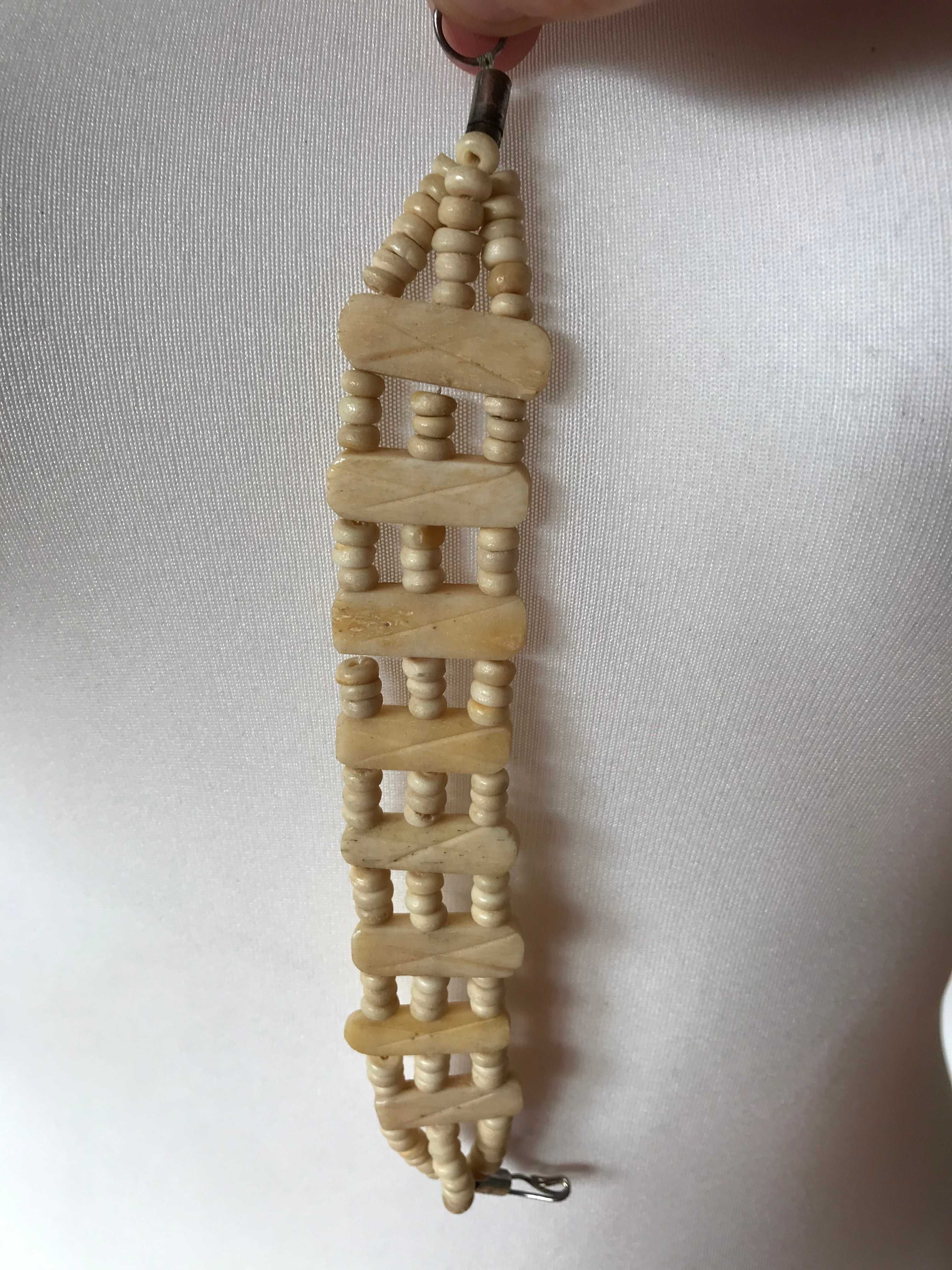 Naszyjnik i bransoletka z kości Boho Vintage Retro korale