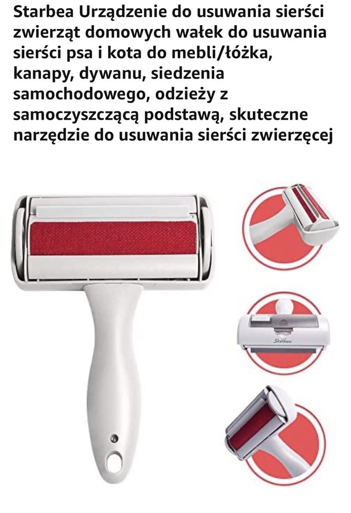 Urządzenie,wałek do usuwania sierści ze zwierząt domowych.