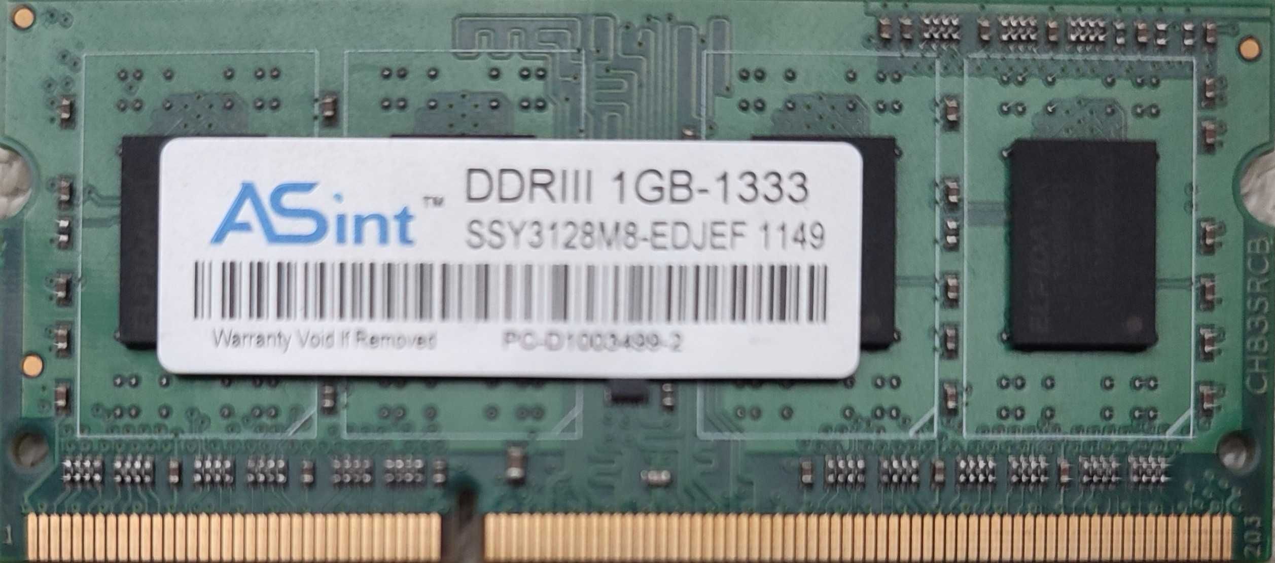 Пам'ять для ноутбука DDR3 1GB 10600S