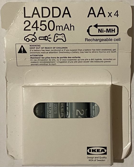 Аккумулятори Ikea Икея Ladda 2450 mAh AA пальчиковые