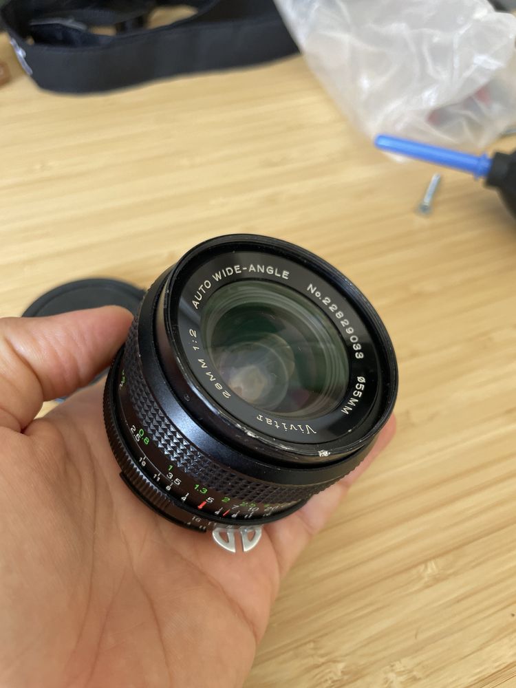 Lente Vintage Vivitar 28mm f2.0 manual para Nikon emount