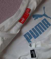 Puma Oryg. Bawełna biała koszulka niebieskie logo t-shirt bluzka XS S