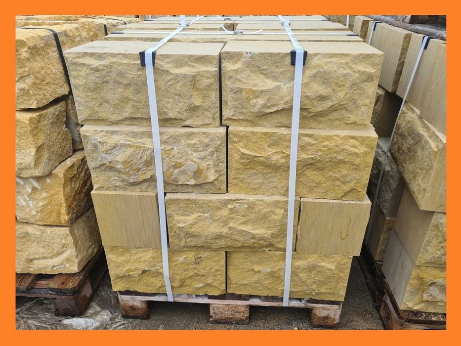 14. Kamień murowy PIASKOWIEC 20×20×40 cm | 4x cięty, 2 boki łupane |