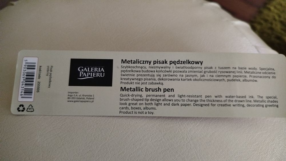 Marker pisak metaliczny do papieru srebrny Argo 1s