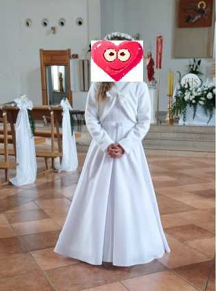 Sukienka komunijna biała z bolerkiem + wianek i rękawiczki GRATIS