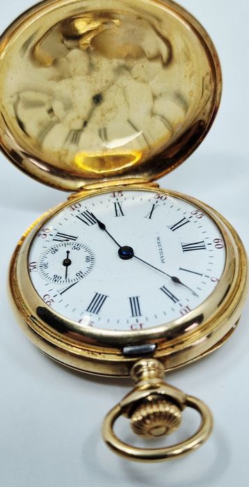 Złoty zegarek kieszonkowy próba 585 z diamentami
