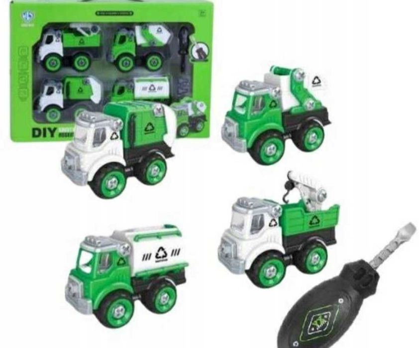 Auto Samochód 4szt Zestaw pojazdów konstrukcyjne kreatywne