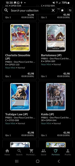 Cartas em japonês da expansão The Best de One Piece