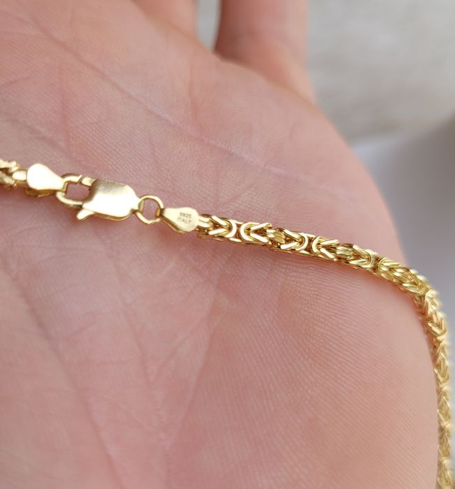 Złoty pozłacany naszyjnik łańcuszek kajdan splot królewski