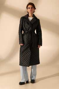 Куртка-пальто міді стьобане чорне s vovk