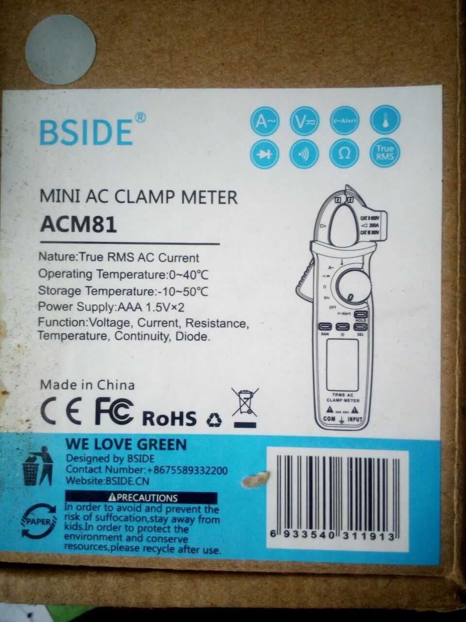 Мультиметр токові клещі BSIDE ACM81