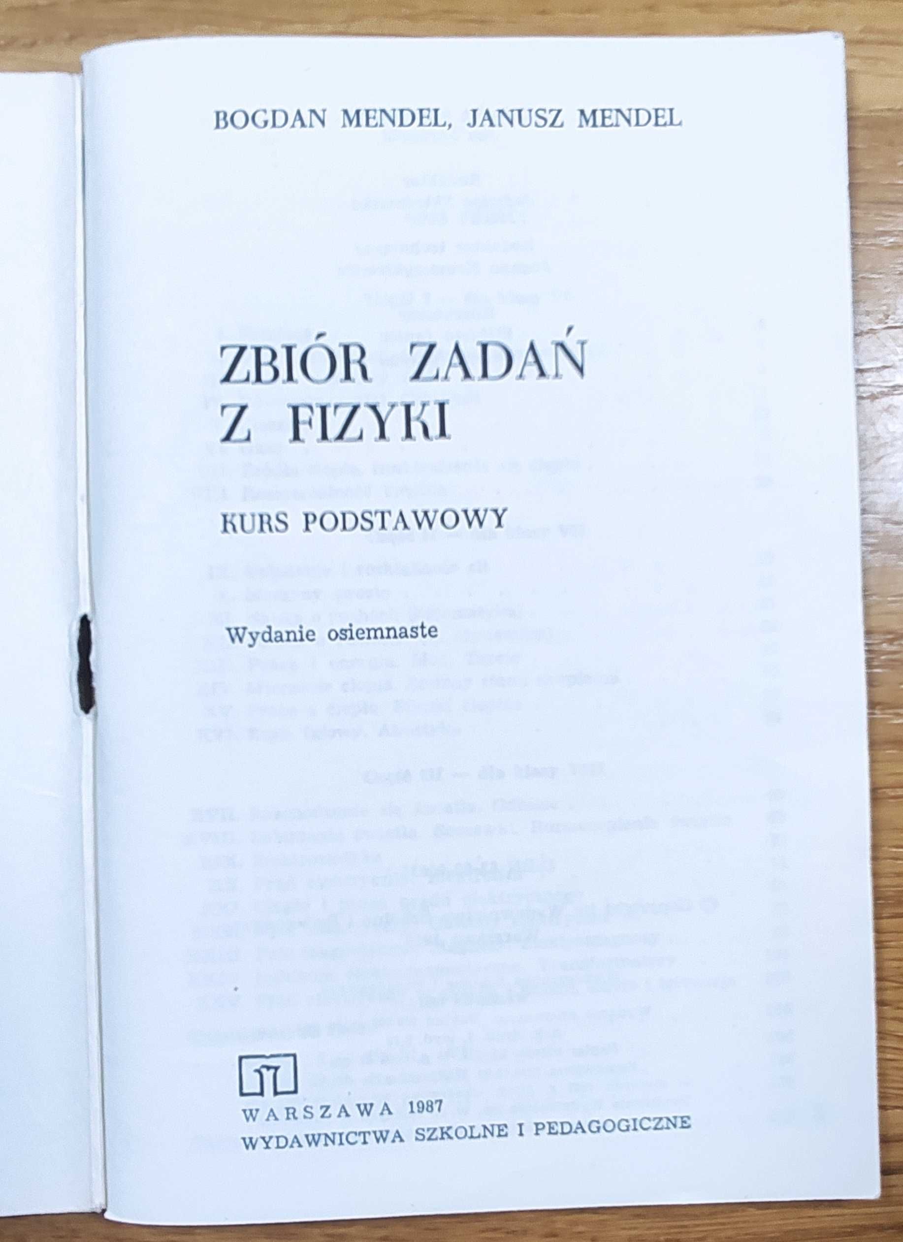 Zbiór zadań z fizyki, kurs podstawowy, Bogdan Mendel, Janusz Mendel