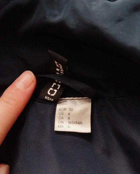 Kurtka z kapturem zimowa granatowa S h&m