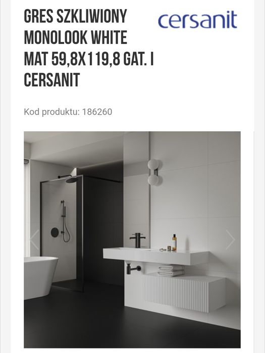 Gres szkliwiony MONOLOOK white mat 59,8x119,8 gat. I Cersanit