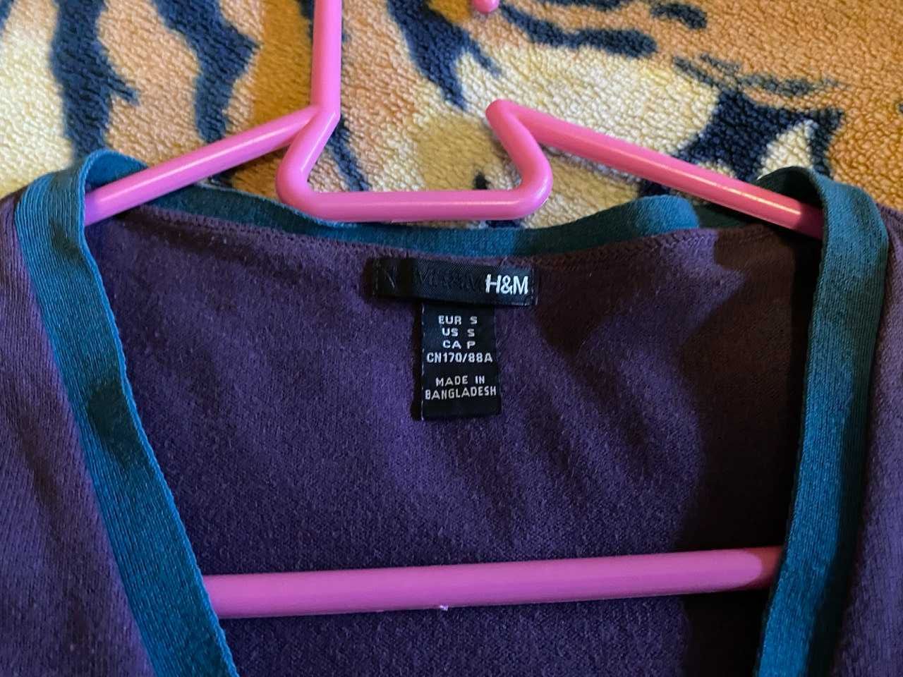 Женский кардиган сиреневый трикотажная короткая кофта на пуговицах H&M