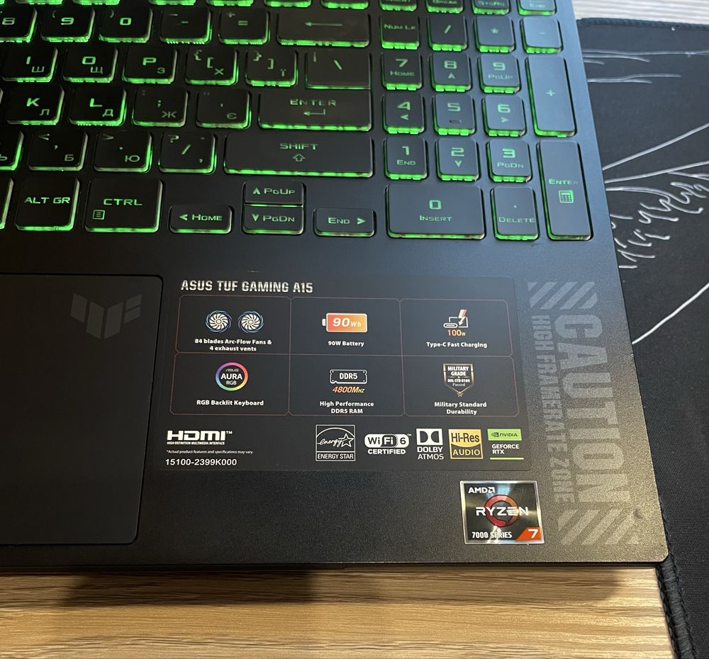 ASUS TUF Gaming A15 / RTX 4050 (6gb 140w) / Ryzen 7- 7435HS / 16 ГБ
