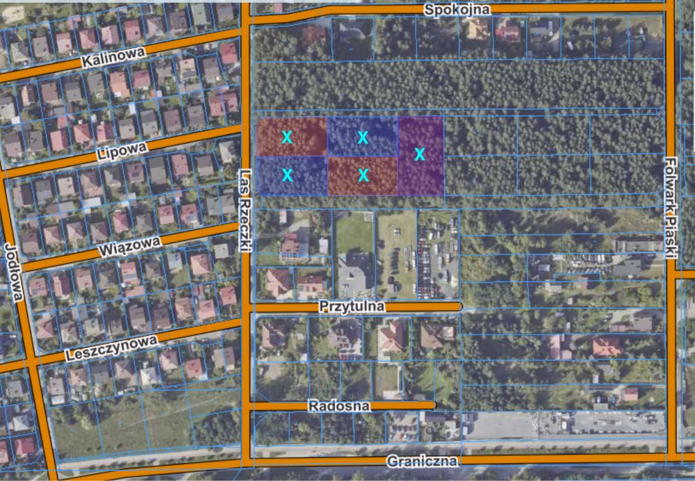 Ostrowiec Św. Dz. Budowlane ul. Las Rzeczki i Folwark Piaski 1500m2