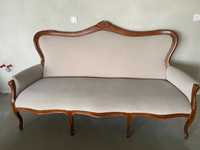 Kanapa sofa - alcantara elegancka drewno styl retro
