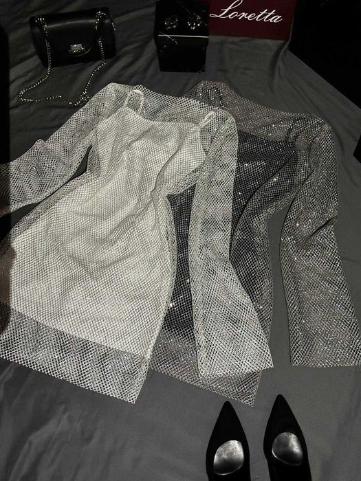 Блискуча сяюча жіноча сукня сітка з сіткою