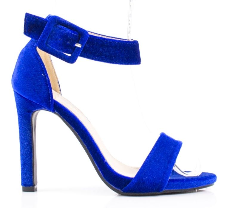 Nowe Ekskluzywne Chabrowe Sandały Szpilka Aksamit R39