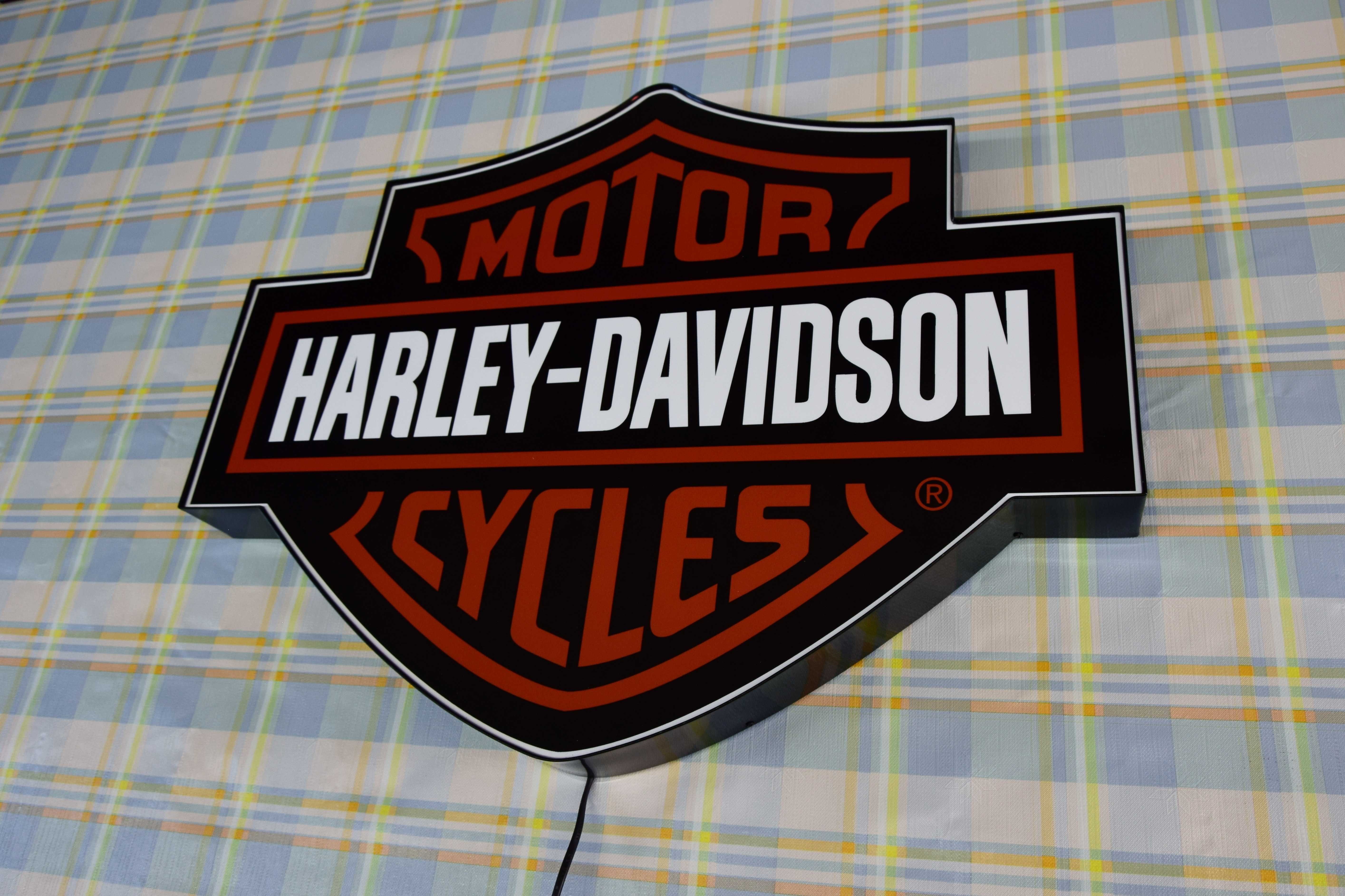 Podświetlane Logo HARLEY DAVIDSON, Szyld H-D, Emblemat, Neon, Prezent
