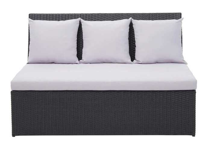 Sofa OGRODOWA DWUOSOBOWA Polirattan Czarna + Poduszki