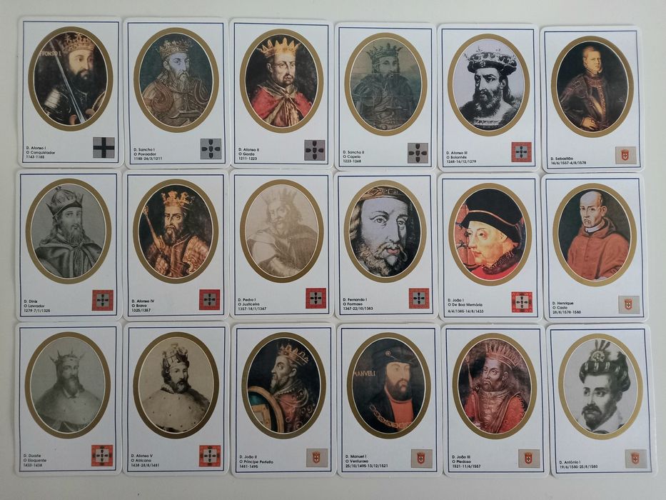 Coleção de 36 Calendários de bolso numerados tema "Reis de Portugal"