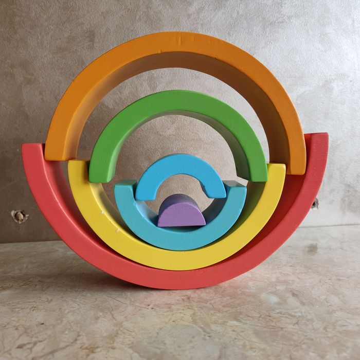 Логічна гра будівельний набір дерев'яна Веселка райдуга велика