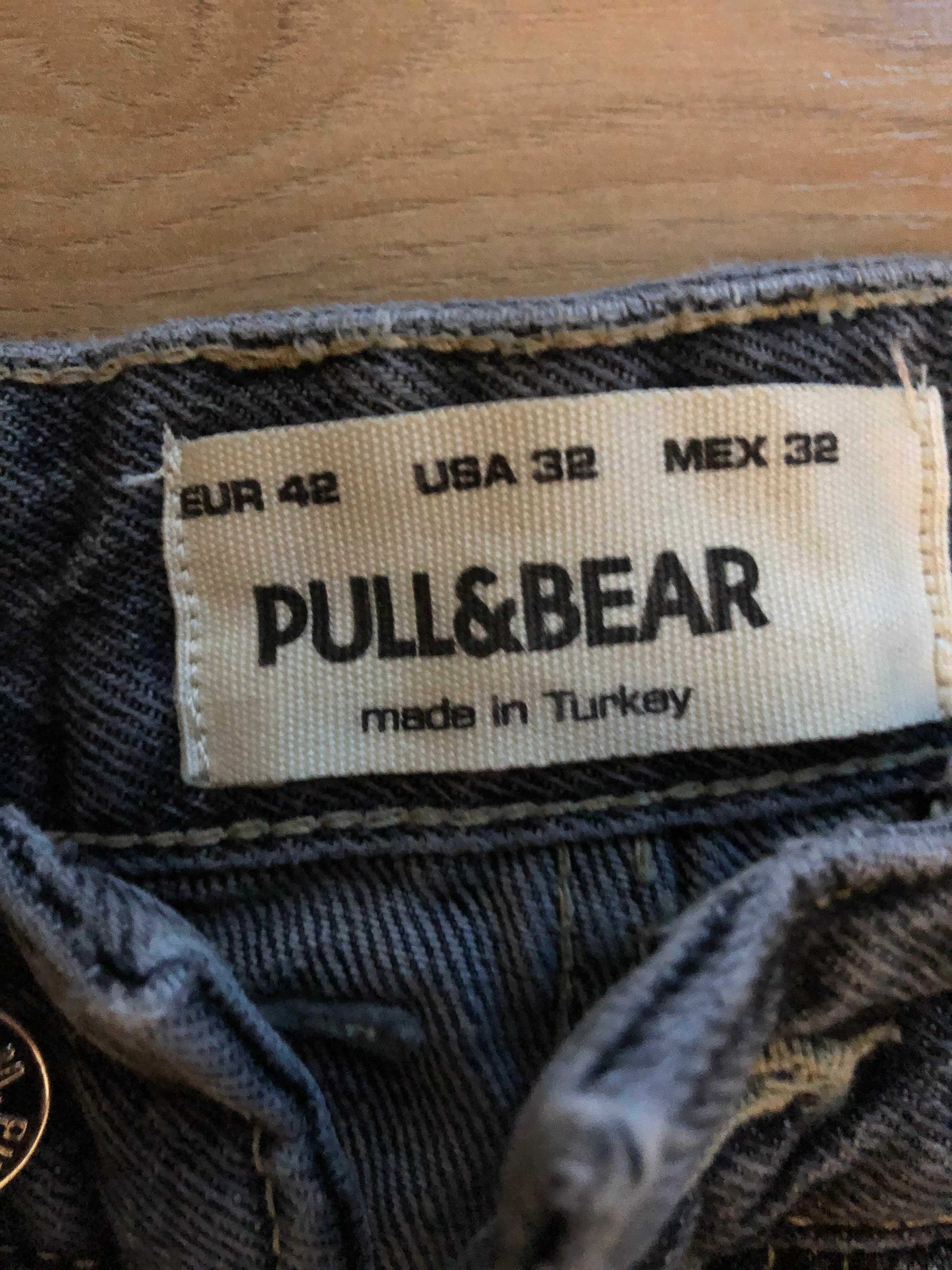 Szare szerokie jeansy męskie Pull&Bear
