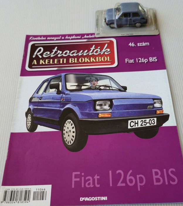 Kultowe Auta PRL 1:43 Fiat 126p Bis wydanie zagraniczne białe tablice