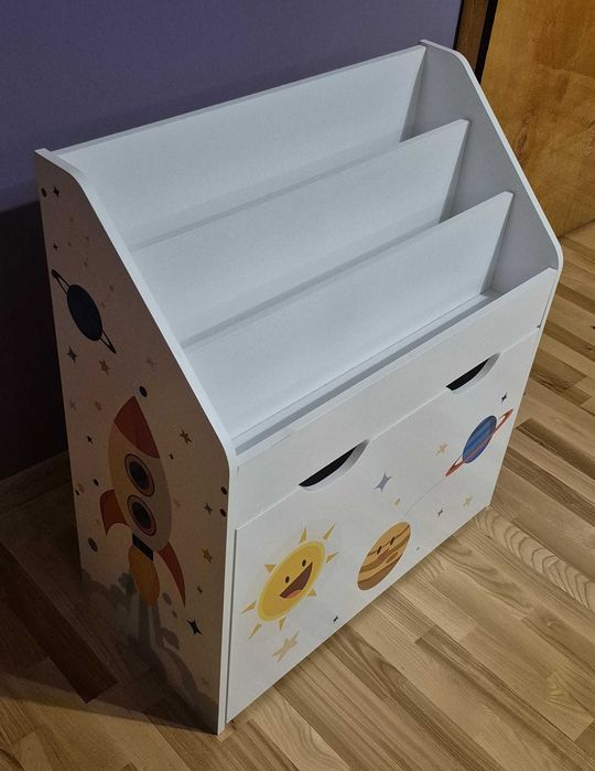 Regał / organizer dziecięcy 3 półki + szuflada na kółkach