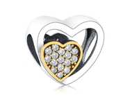 Srebrny Koralik Charms Beads Złote I Srebrne Serce Qs0522Rhw
